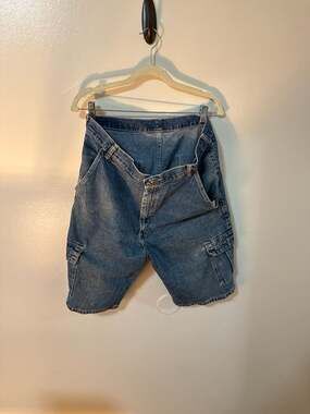 Vintage Wrangler Hero Baggy Denim Cargo Shorts Jorts Size 32